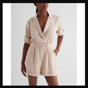 Express Linen-Blend V-Neck Utility Blazer Romper Size X-Small
